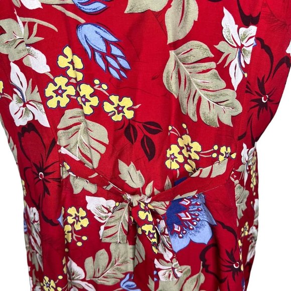 Vintage Horse Dress 100% Rayon Red Equestrian Mini Western Tropical Print Size L - Picture 2 of 10